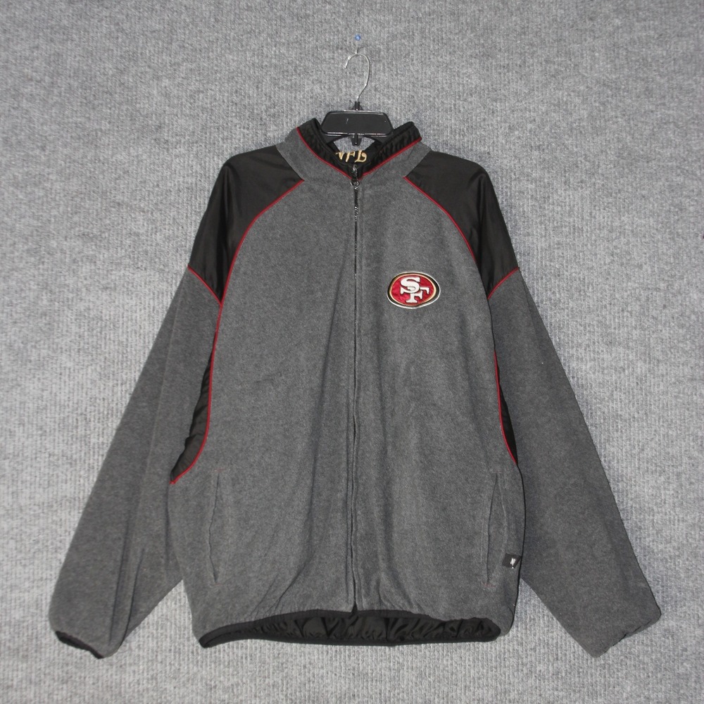 San Francisco 49ers NFL Reversible Jacket Mens XL Grey Black Fleece Windbreaker